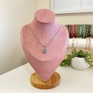 Stainless Steel Natural Amethyst Necklace